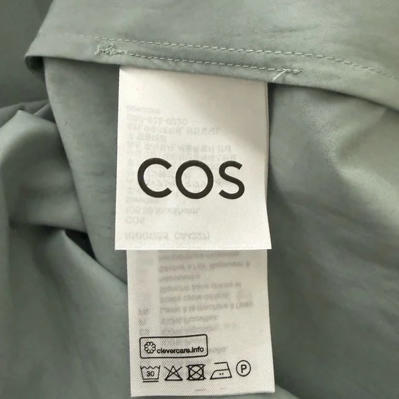 NWT COS Contrast Panel Cotton Sleeveless Sage Green Maxi Dress Size L - Picture 11 of 16